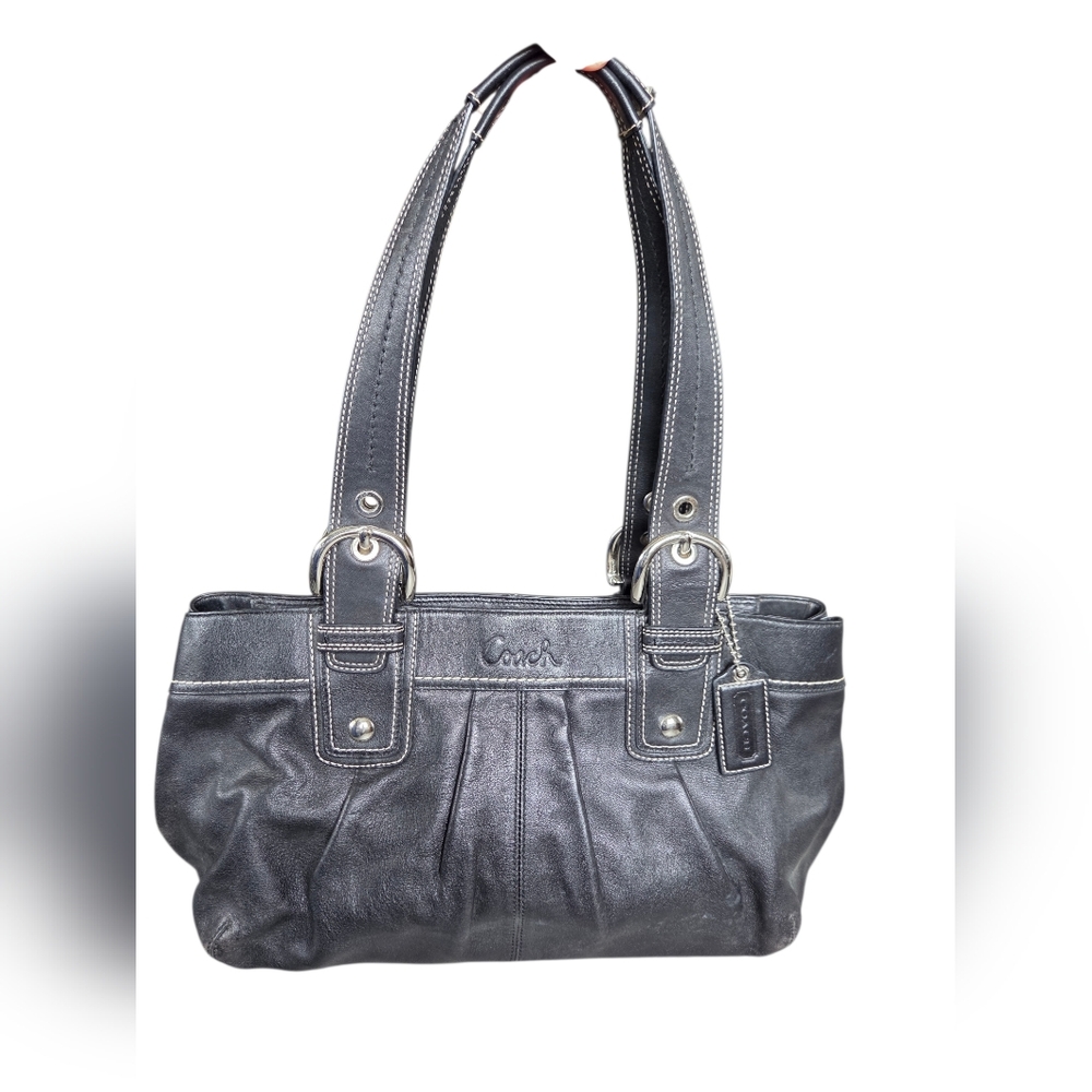 Coach Vintage Y2K Soho Pleated Black Leather Shoulder Bag